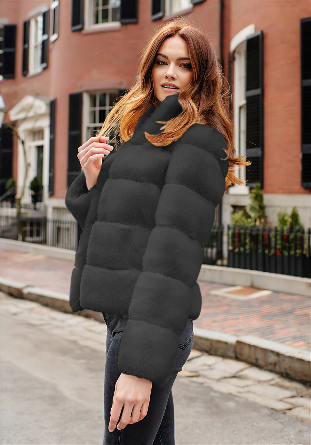 Damen Modische Daunenjacke mit hohem Kragen Heidi-Mode