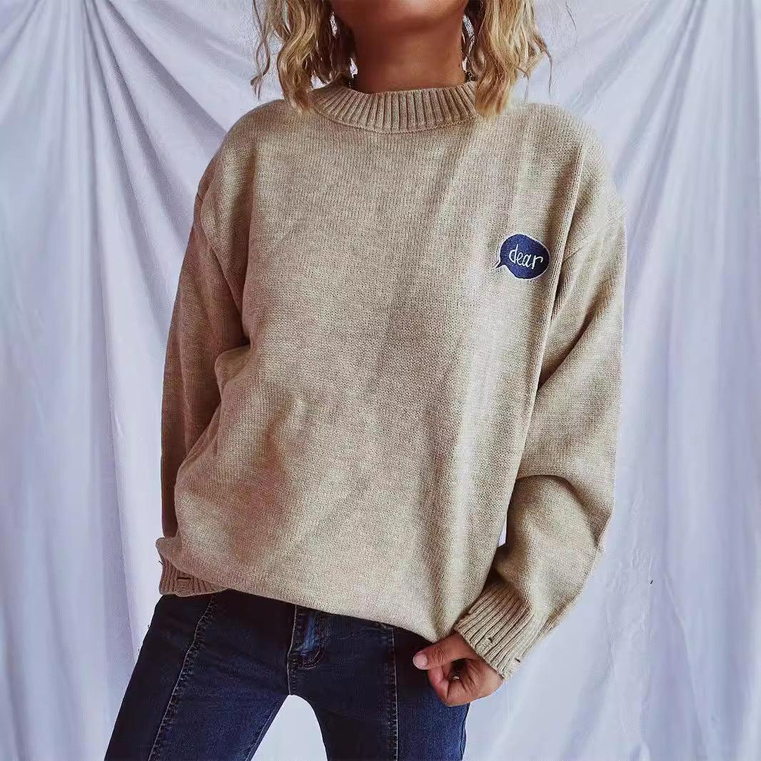 Damen pullover mit bunten Stickmotiven und lässigem Schnitt Heidi-Mode
