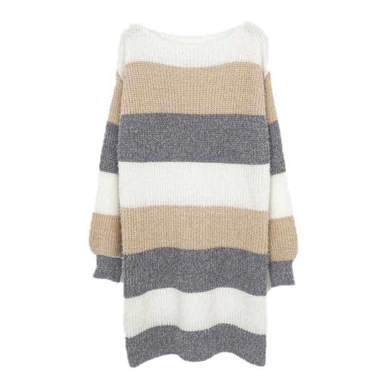 Damen gestreiftes Strickkleid mit weitem Schnitt Heidi-Mode