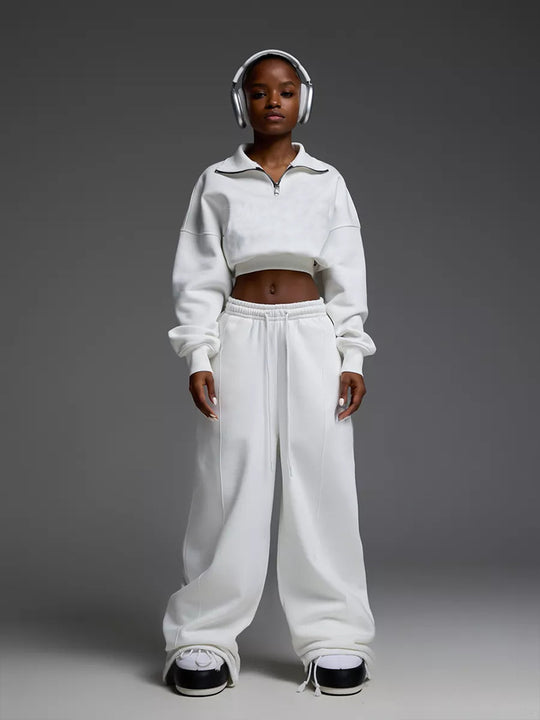 Damen lässiges und oversized Sweatset mit Reißverschluss Heidi-Mode