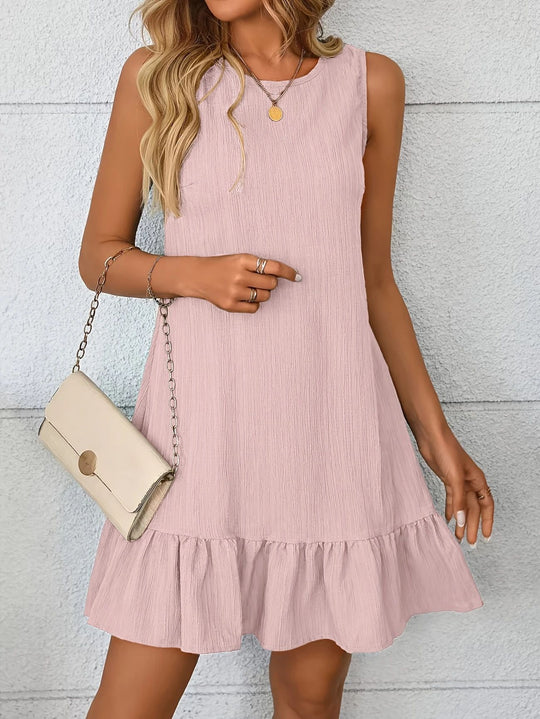 Damen lässiges Sommerkleid mit Rüschensaum und leichtem Material Heidi-Mode