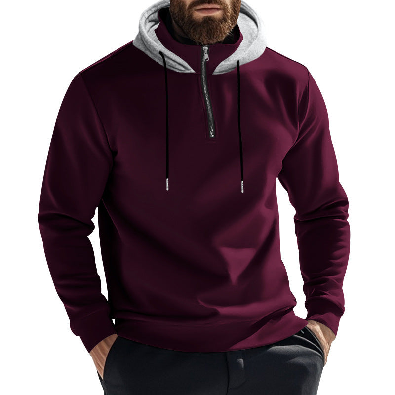 Herren Sportlicher Kapuzenpullover mit halbem Reißverschluss und atmungsaktivem Material Heidi-Mode