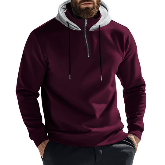 Herren Sportlicher Kapuzenpullover mit halbem Reißverschluss und atmungsaktivem Material Heidi-Mode