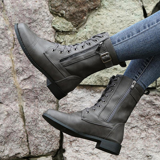 Heidi-Mode | Leder Stiefeletten mit Reißverschluss für Damen