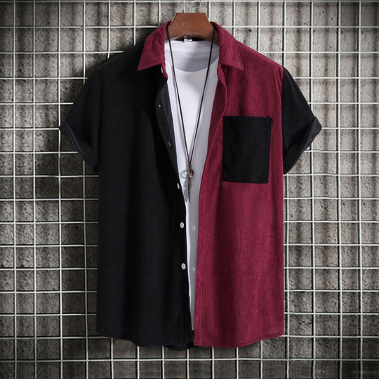 Herren Kurzarmhemd mit unterschiedlichen Texturen und modernem Design Heidi-Mode