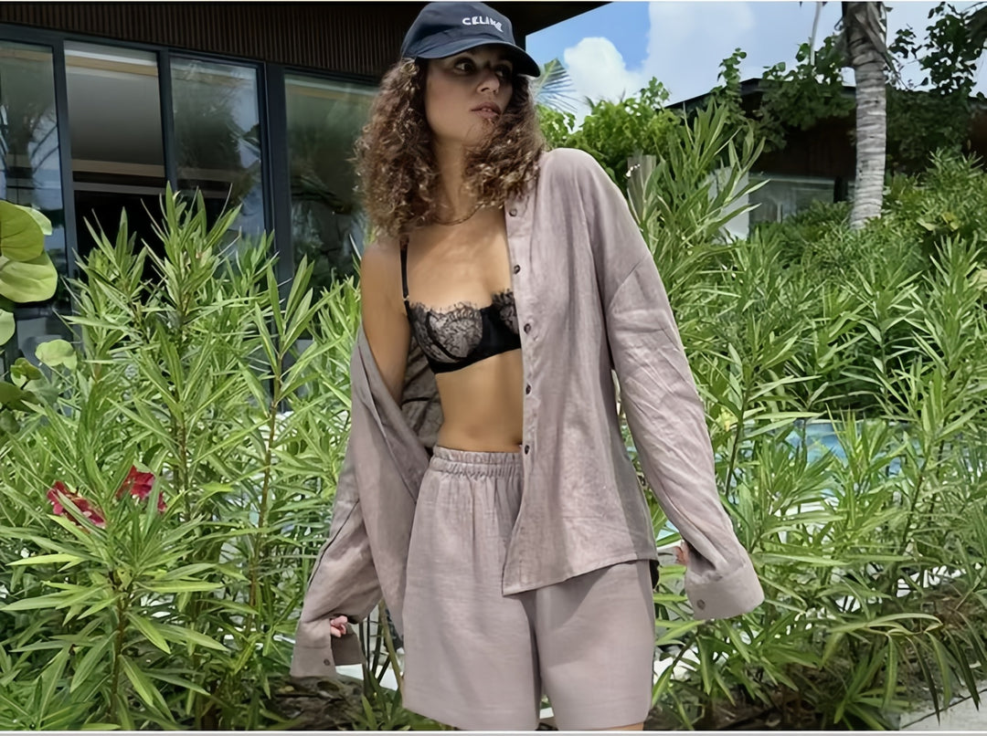 Damen Oversized Hemdblusenkleid mit langen Ärmeln und asymmetrischem Schnitt Heidi-Mode