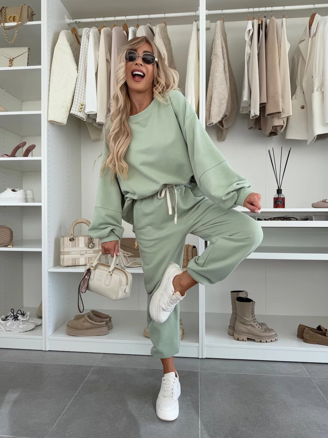 Damen Sportlicher Loungewear-Anzug mit elastischen Bündchen und weitem Schnitt Heidi-Mode