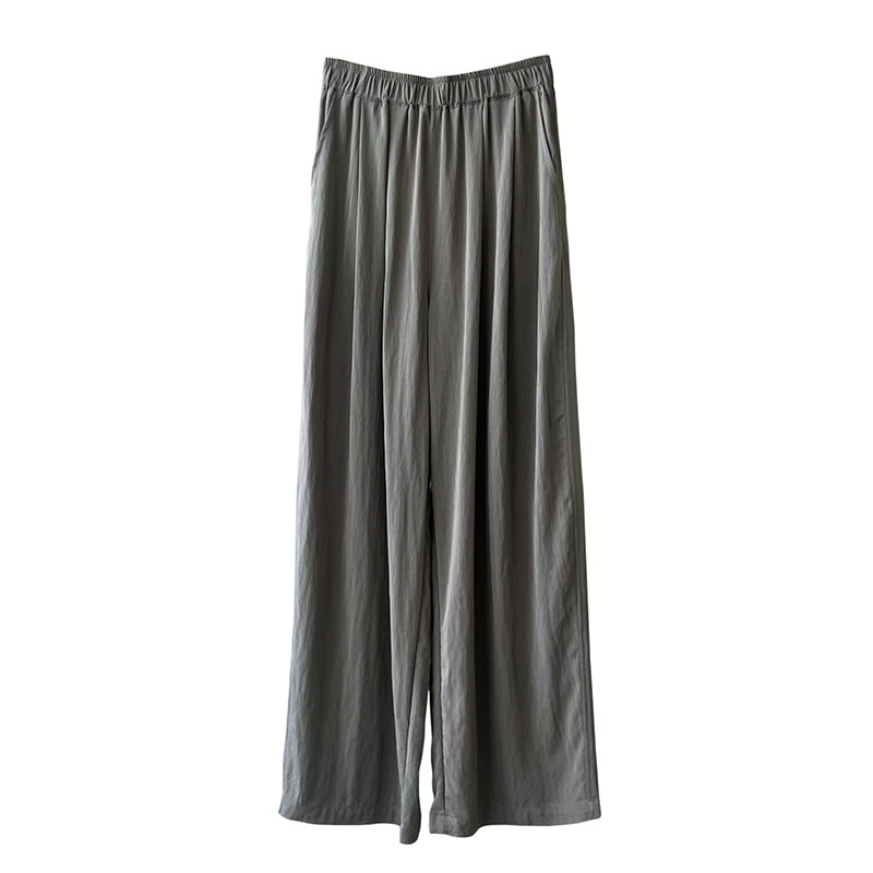 Damen lässige Palazzo-Hose mit elastischem Bund und weitem Bein Heidi-Mode