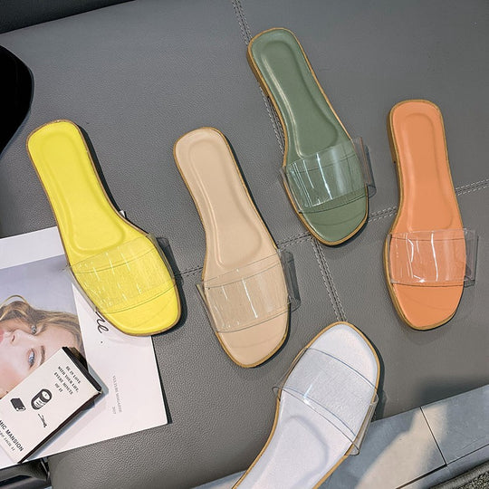 Damen Mules mit durchsichtiger Riemenführung und ergonomischer Sohle Heidi-Mode