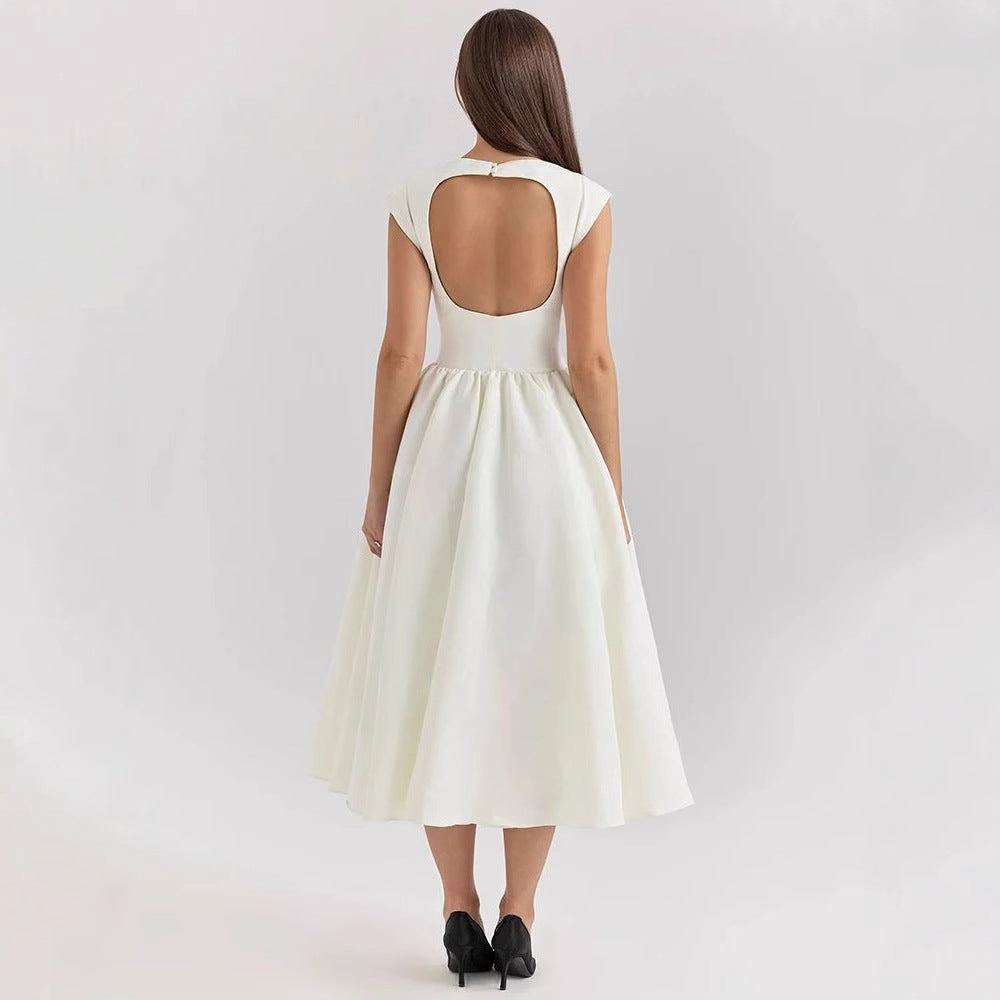 Damen Elegantes A-Linien Cocktailkleid mit Wasserfallausschnitt Heidi-Mode