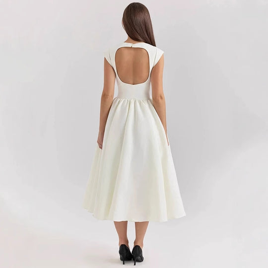 Damen Elegantes A-Linien Cocktailkleid mit Wasserfallausschnitt Heidi-Mode