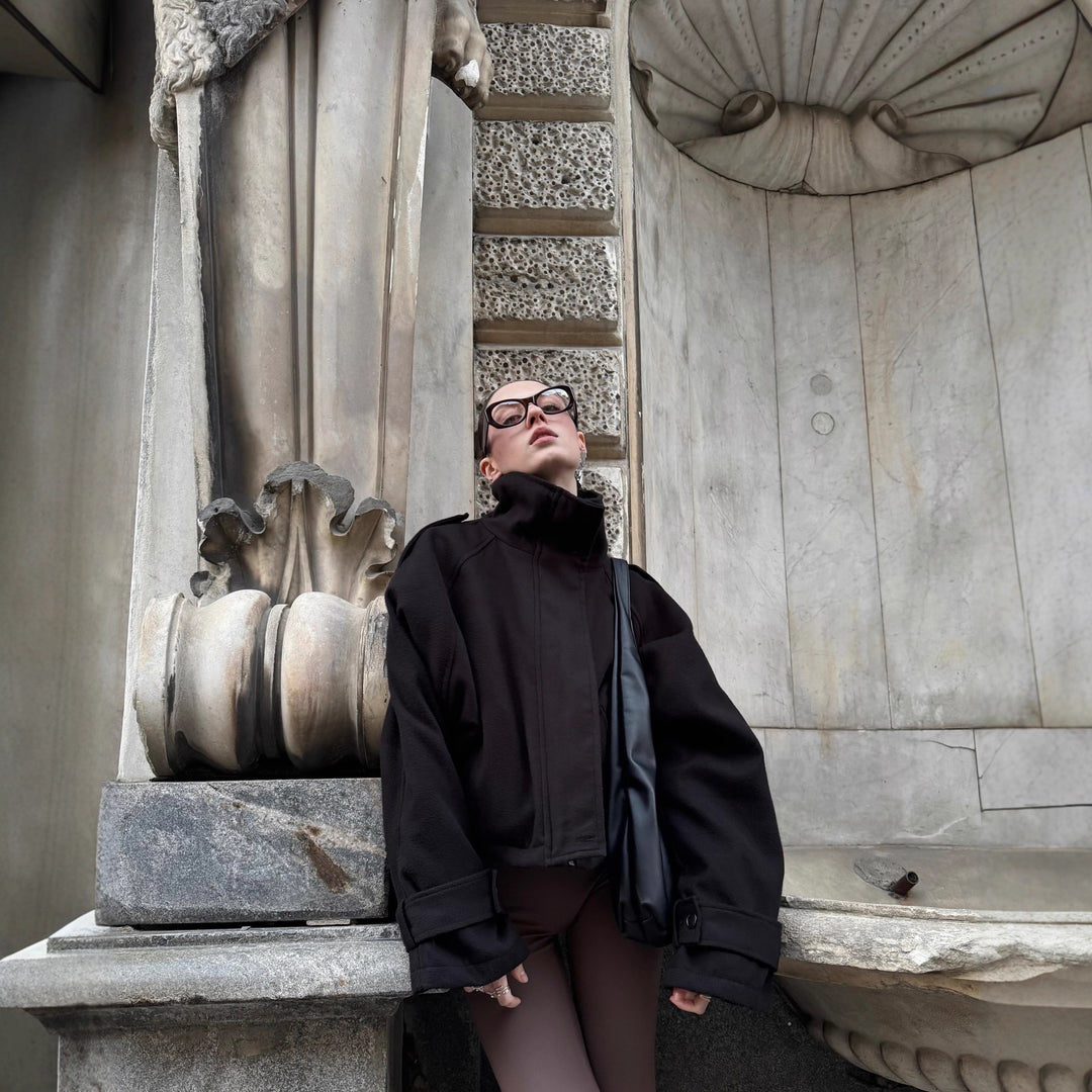 Damen Oversized Wolljacke mit elegantem Schnitt und praktischen Taschen Heidi-Mode