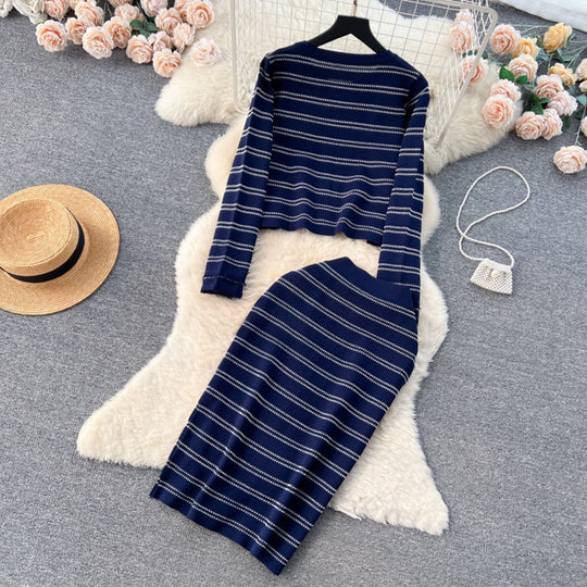 Damen eleganter Strickanzug mit Reißverschluss Heidi-Mode
