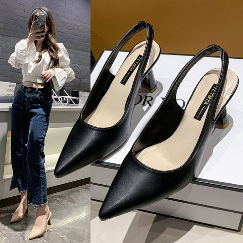 Damen Sling-Pumps mit elegantem spitzen Design und komfortablem Blockabsatz Heidi-Mode