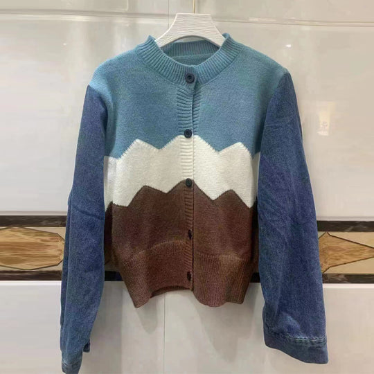 Damen Trendige Strickjacke mit modernen Farbakzenten Heidi-Mode