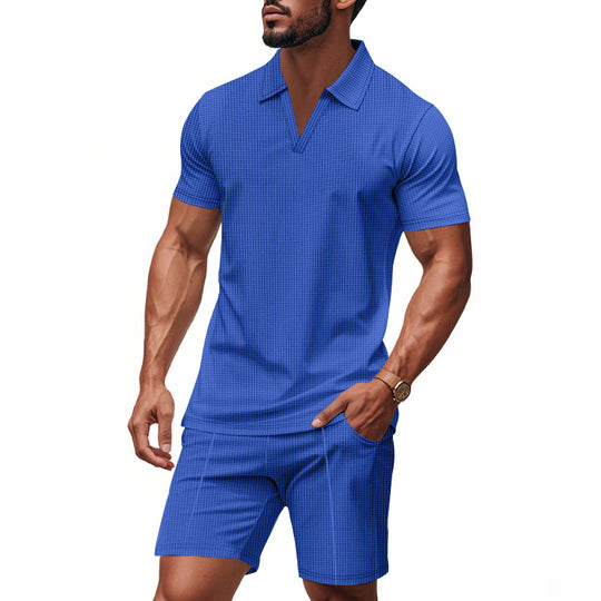 Herren elegantes Freizeit-Set mit zeitgenössischem Design und atmungsaktiver Baumwolle Heidi-Mode