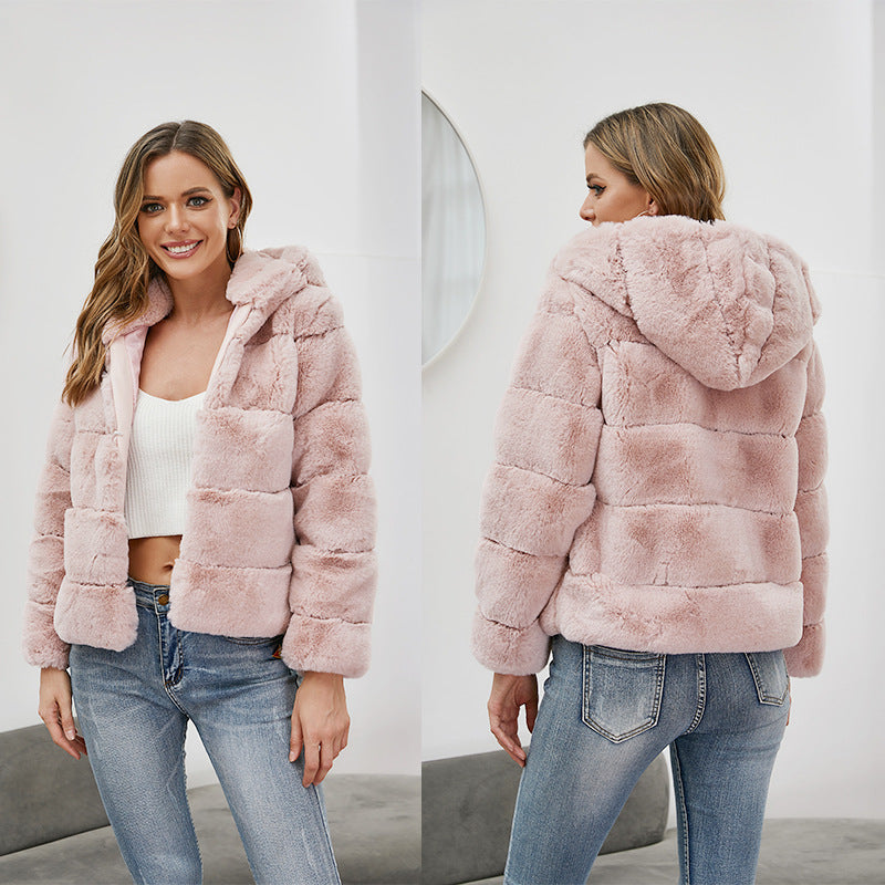Damen weiche Fleecejacke mit Kapuze Heidi-Mode