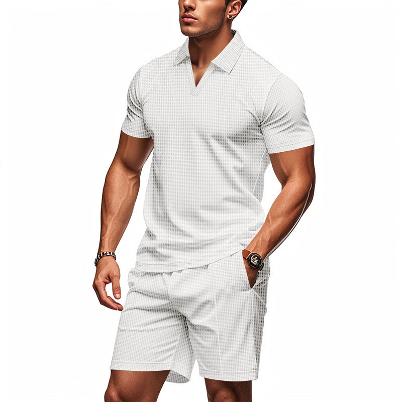 Herren elegantes Freizeit-Set mit zeitgenössischem Design und atmungsaktiver Baumwolle Heidi-Mode