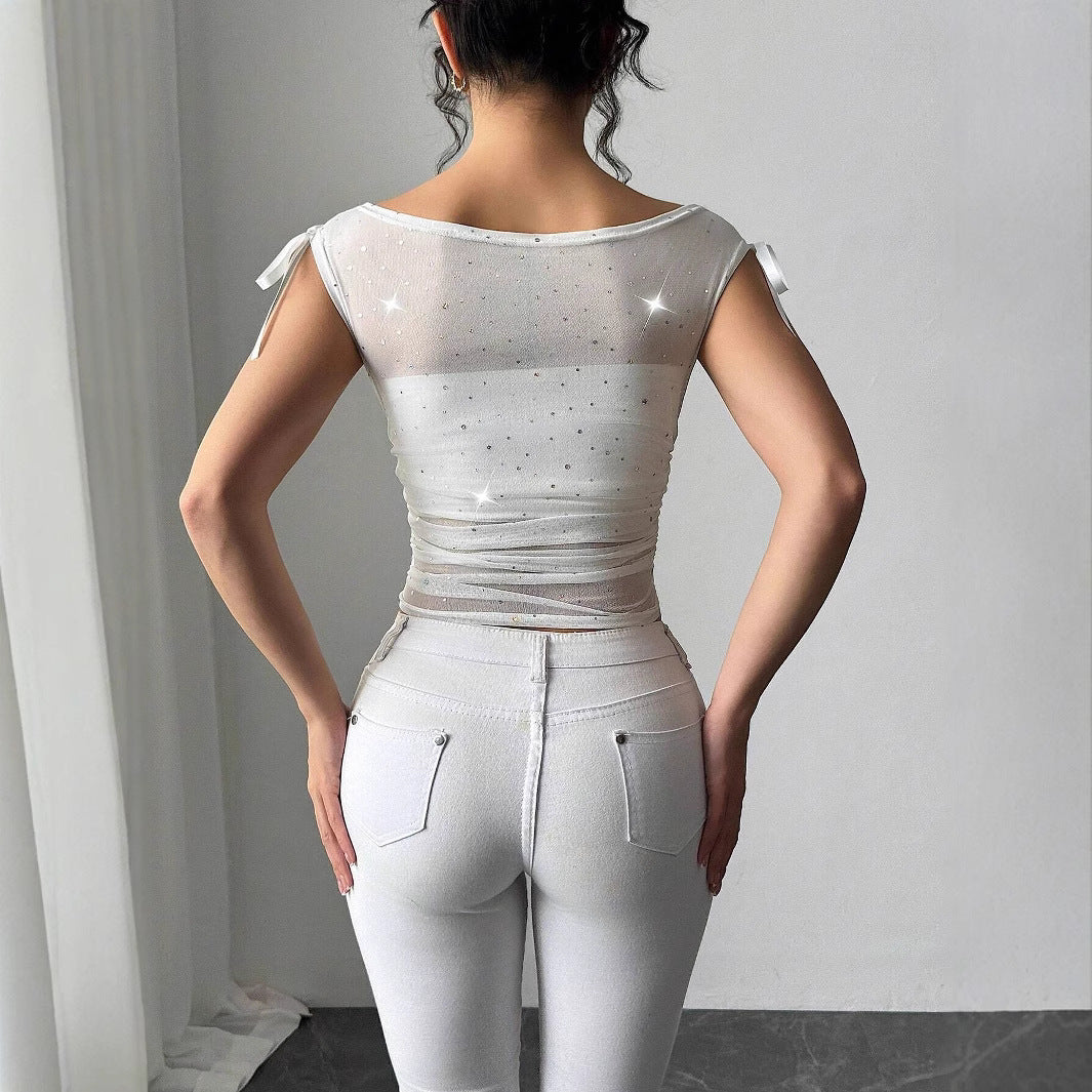 Damen Funktionsshirt mit Glitzerakzenten und verstellbaren Trägern Heidi-Mode