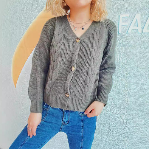 Damen Strickjacke mit Zopfdesign und bequemen Knopfdetails Heidi-Mode