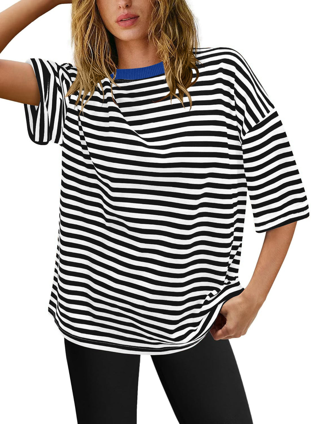 Damen Übergrößen T-Shirt mit Streifenmuster Heidi-Mode