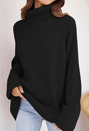 Damen Feinstrickpullover mit hohem Kragen und weitem Schnitt Heidi-Mode