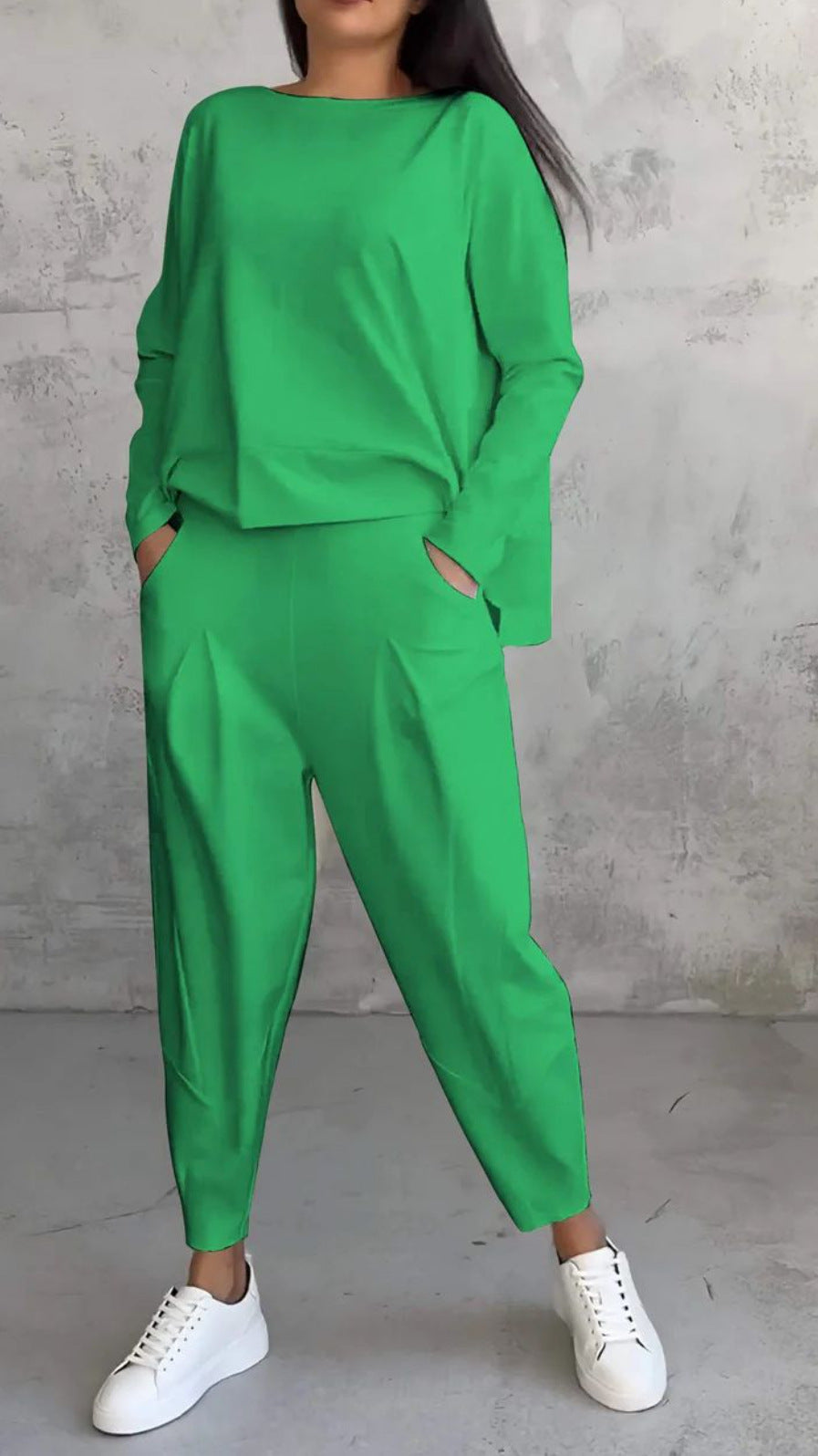 Damen Lässiger Zweiteiler mit weitem Oberteil und lockerer Hose Heidi-Mode
