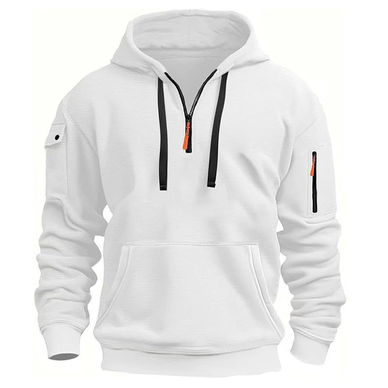 Herren Sportlicher Kapuzenpullover mit Reißverschluss und praktischen Taschen Heidi-Mode