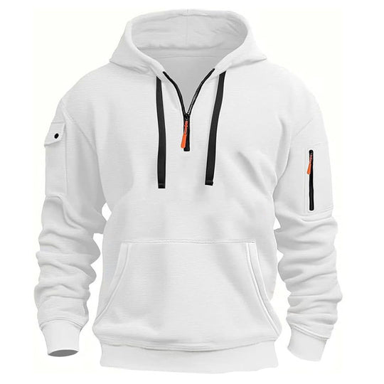 Herren Sportlicher Kapuzenpullover mit Reißverschluss und praktischen Taschen Heidi-Mode