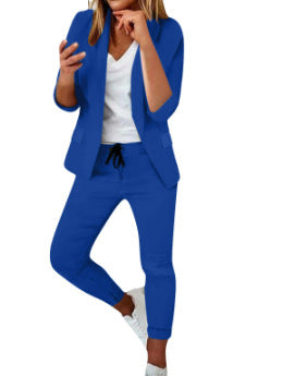 Damen elegantes und modernes Anzug-Set mit tailliertem Blazer und schmalen Hosen Heidi-Mode