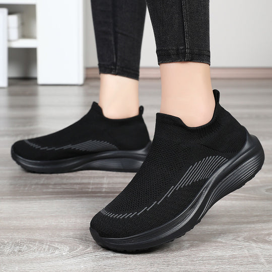 Damen Atmungsaktive Strick-Sneakers mit elastischer Anziehhilfe Heidi-Mode