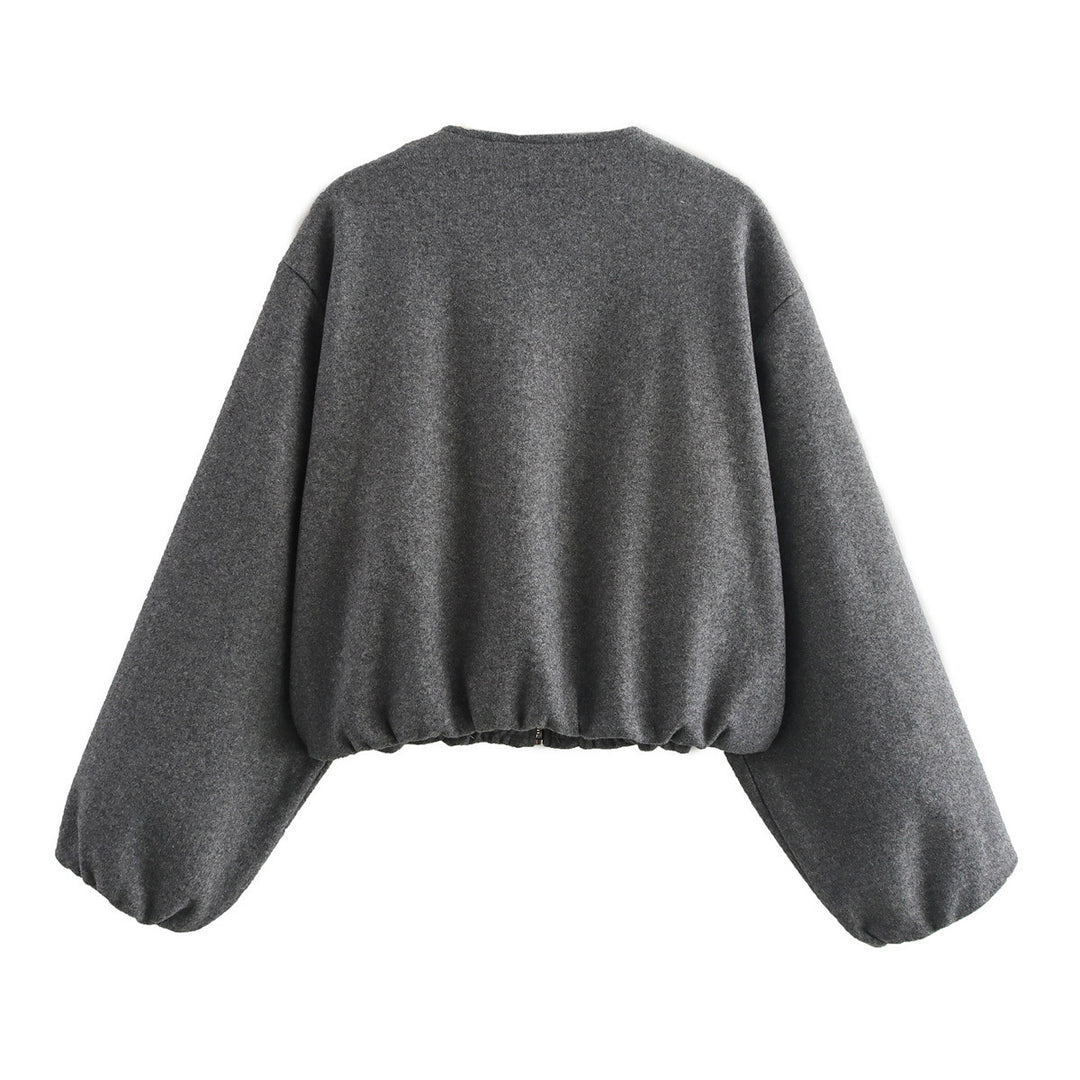 Damen lässige Oversize-Jacke mit elastischem Bund und praktischen Taschen Heidi-Mode