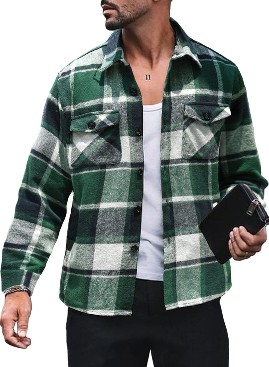 Herren Flanellhemd mit Karomuster und funktionalen Taschen Heidi-Mode
