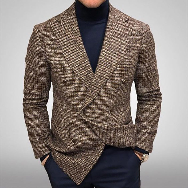 Herren modischer doppelreihiger Blazer mit feinem Strukturdesign Heidi-Mode
