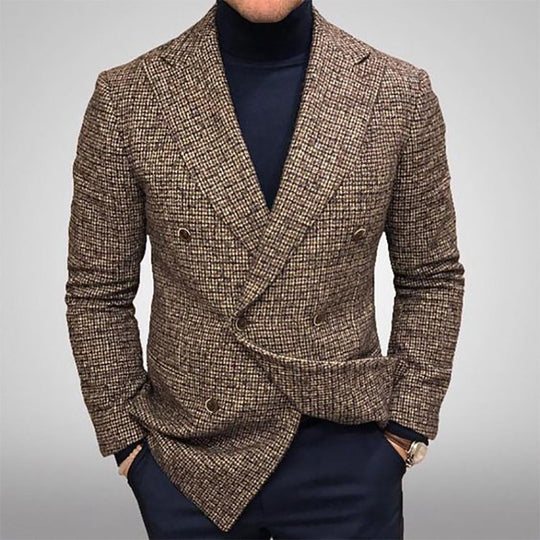 Herren modischer doppelreihiger Blazer mit feinem Strukturdesign Heidi-Mode