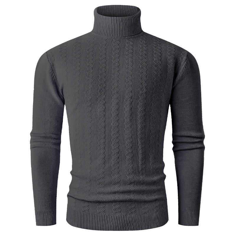 Herren stylischer Rollkragenpullover mit strukturiertem Zopfmuster und hochabschließendem Kragen Heidi-Mode