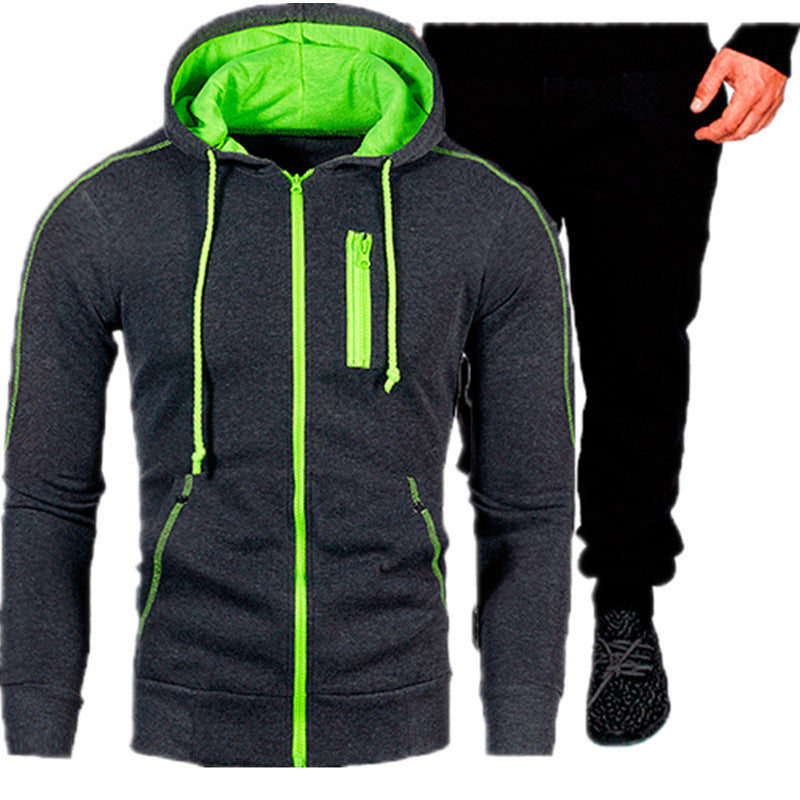 Herren sportliches Kapuzenjacken- und Jogginghosen-Set Heidi-Mode