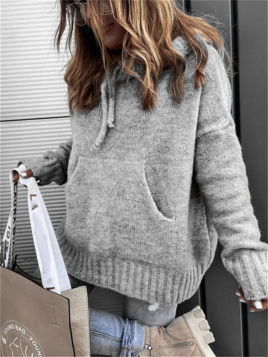 Damen Sweatshirt mit Kapuze und Kängurutasche Heidi-Mode