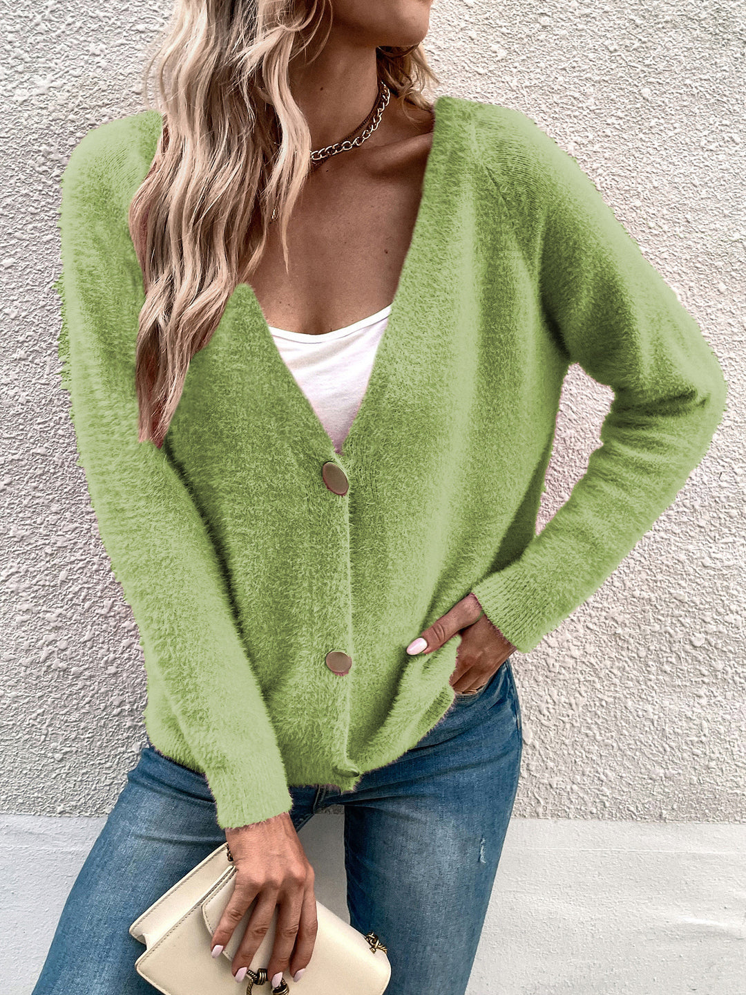 Damen Weicher Strickcardigan mit eleganten Knopfdetails und lässigem Schnitt Heidi-Mode