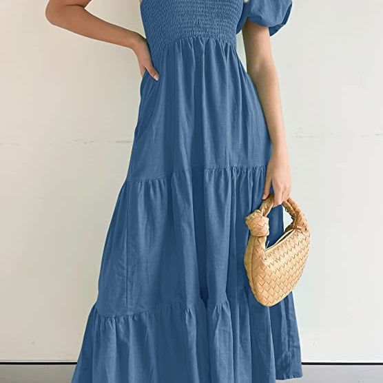 Damen Maxikleid mit asymmetrischem Träger und fließendem Schnitt Heidi-Mode