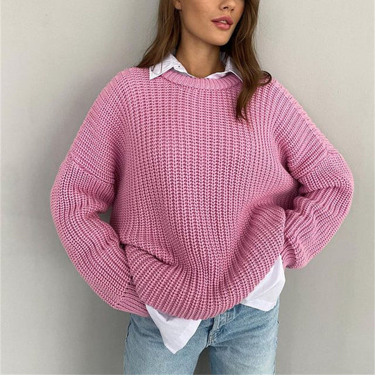 Damen Oversized Strickpullover mit strukturiertem Muster Heidi-Mode
