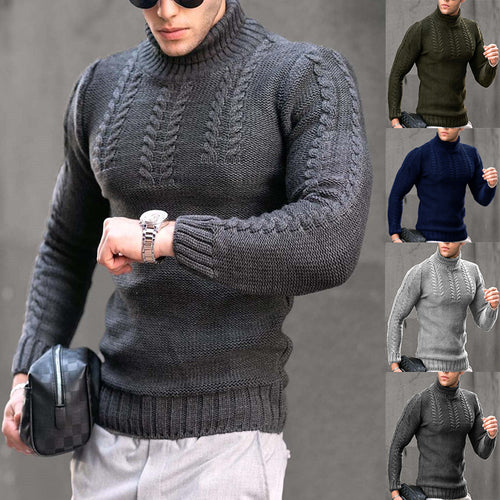 Herren Strickpullover mit hochstehendem Kragen Heidi-Mode