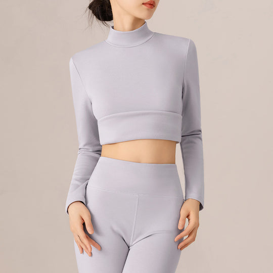 Damen Sportoberteil mit stylischem Rollkragen und trendiger Crop-Länge Heidi-Mode