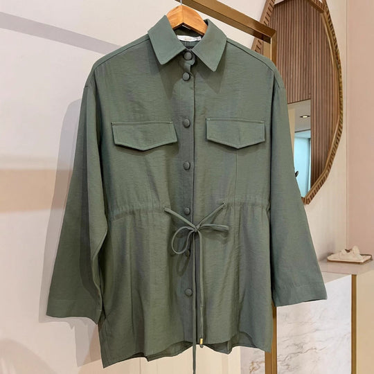Heidi-Mode | Kordelzug Langarmmantel Lange Hose Zweiteiliges Set