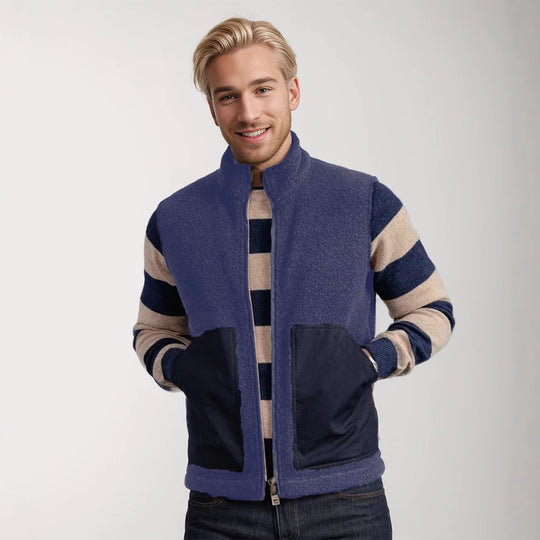 Damen Fleece-Weste mit hohem Kragen und weichen Taschen Heidi-Mode