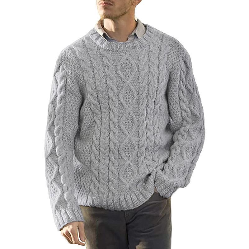Herren Grobstrickpullover mit klassischem Zopfmuster Heidi-Mode