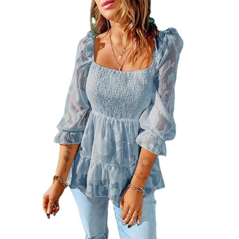 Heidi-Mode | Dehnbare Fließende Geschichtete Atmungsaktive Damen-Frühlingsbluse