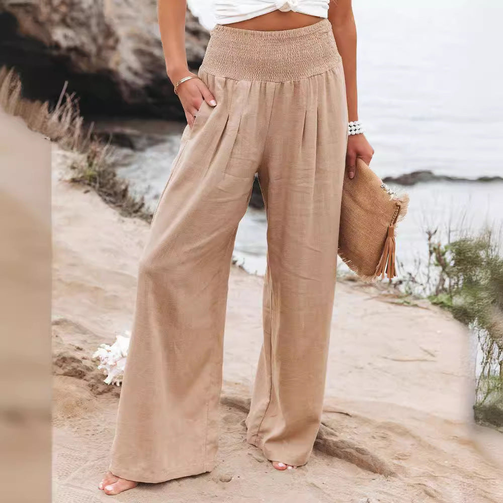 Damen Weite Sommerhose mit elastischem Bund und lockerer Passform Heidi-Mode