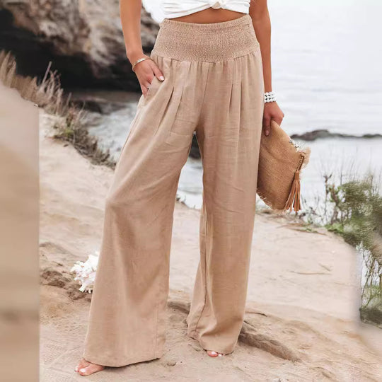 Damen Weite Sommerhose mit elastischem Bund und lockerer Passform Heidi-Mode