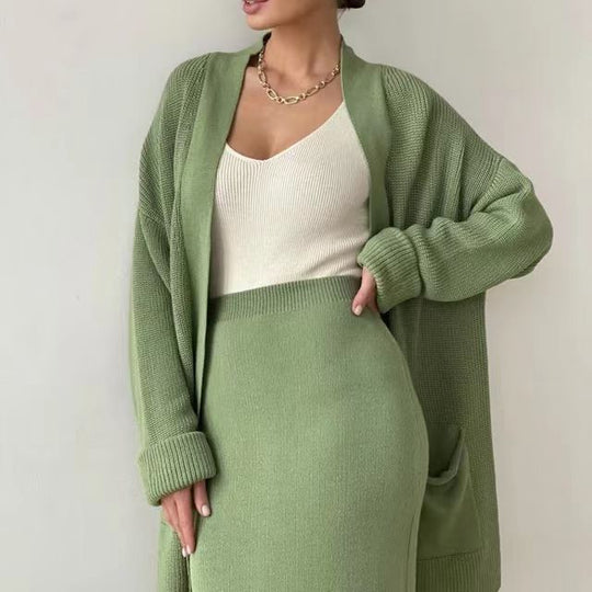 Damen Elegantes Strick-Set mit Rückenschlitzen und lässiger Passform Heidi-Mode
